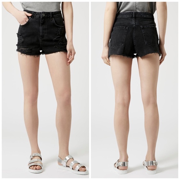 Topshop Pants - NEW Topshop MOTO Black Ripped Mom Jean Shorts
